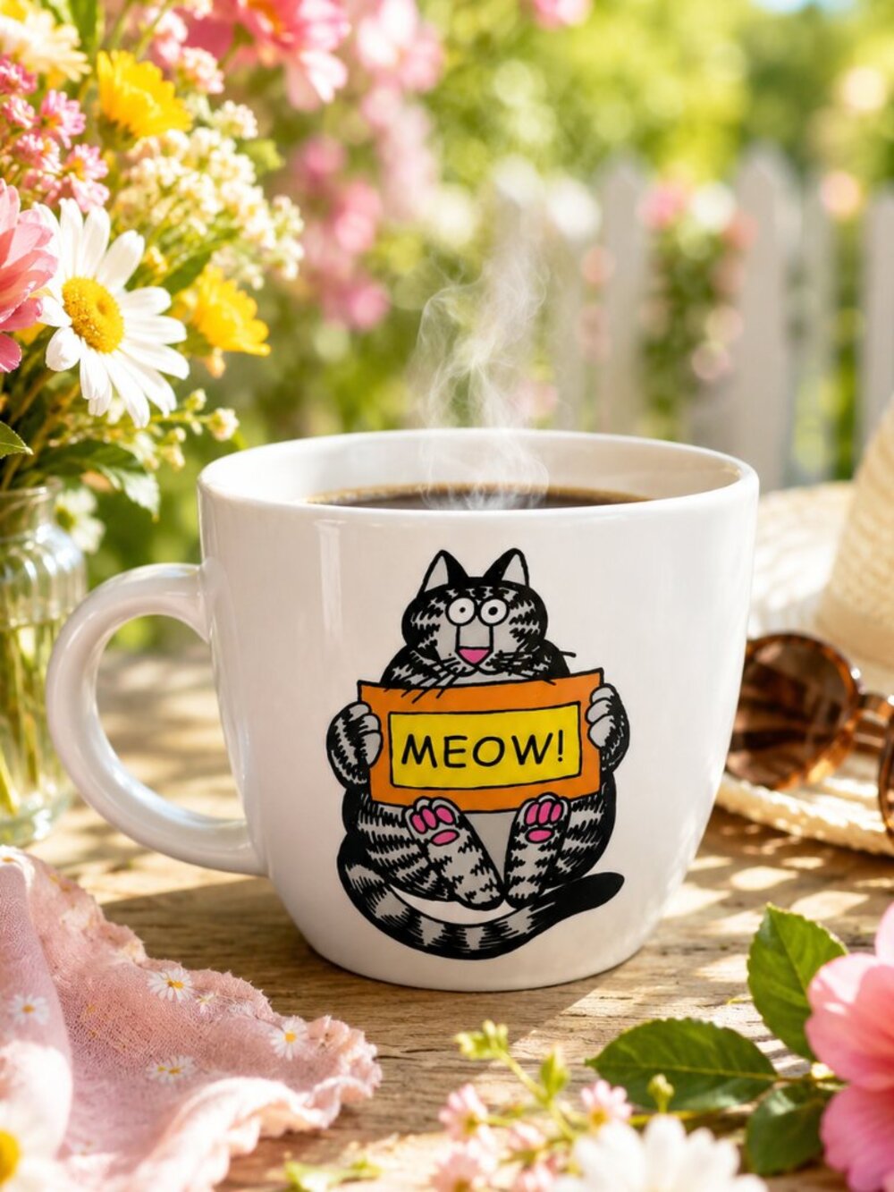 Funny MEOW Cat Mug 17oz | Handmade Cat Lover Coffee Mug | Stoneware Avesta Proje